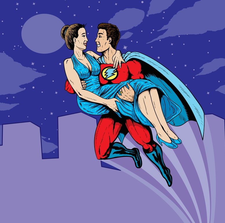 superhero carrying girl