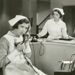 vintage nurse talking on the phone