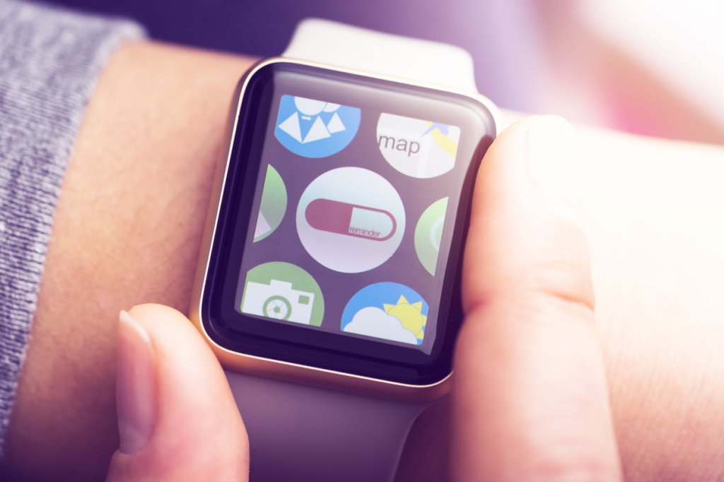 Pill reminder application on smart watch touchscreen