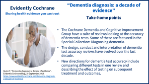 During the pandemic, many of the face-to-face parts of assessing someone for dementia were replaced by telephone interviews and assessments. A Cochrane Review has shown that there are many tests available, but little evidence about their accuracy or how remote assessment compares with face-to-face. With changes in technology, we need more studies looking at how well the newer tests perform for diagnosing dementia, particularly using more modern smartphones, apps, and tablets. We need to carefully consider all the implications of remote assessments for patients, clinicians, and researchers before using them to fully replace traditional face-to-face assessments. Challenges include inequality of access to good technology and to health care which involves remote delivery.