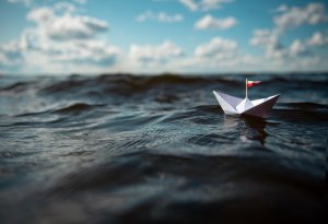 paper boat on the sea